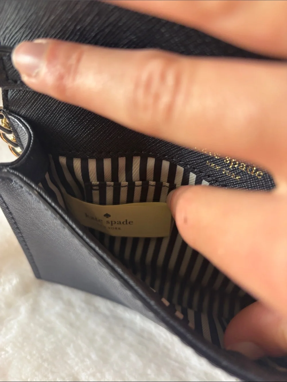 Kate Spade Navy Crossbody Bag with Gold Chain